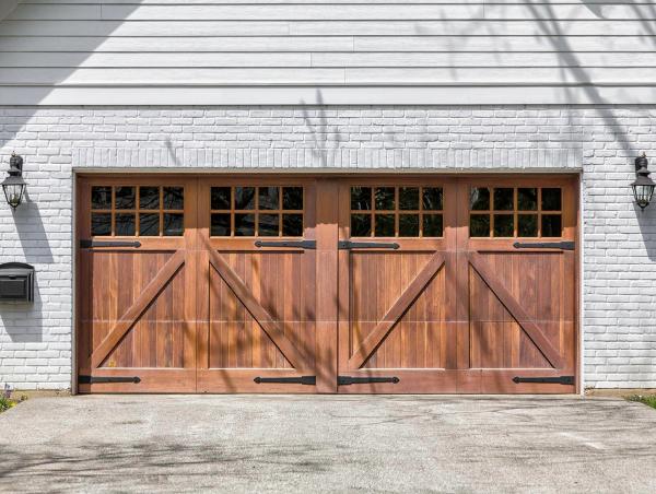 Traditional carriage house garage door repair in Downers Grove, Illinois